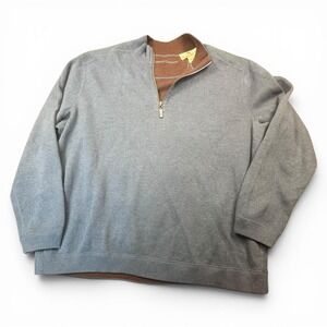 Tommy Bahama Pullover Mens 2XL Blue 1/4 Zip Mock Neck Knit Reversible Sweater